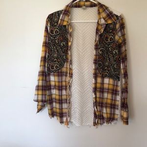 BKE Buckle lace back flannel shirt